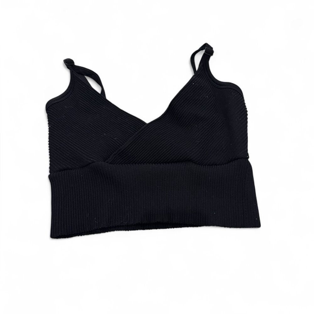 Forever 21 Black Cross Ribbed Tank Top S/M